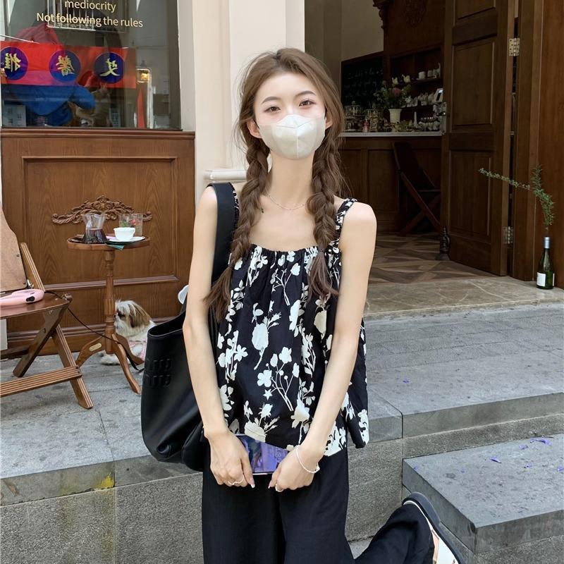 Extra Large Floral Camisole Vest for Plus Size Women - French Niche Design