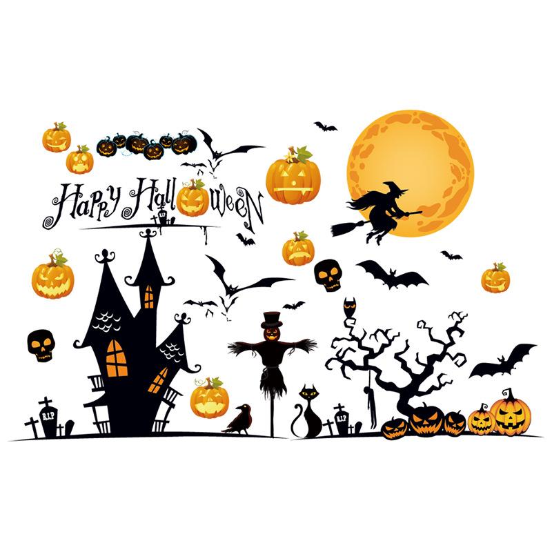 2025 Halloween Pumpkin & Witch Static Cling Wall & Window Stickers