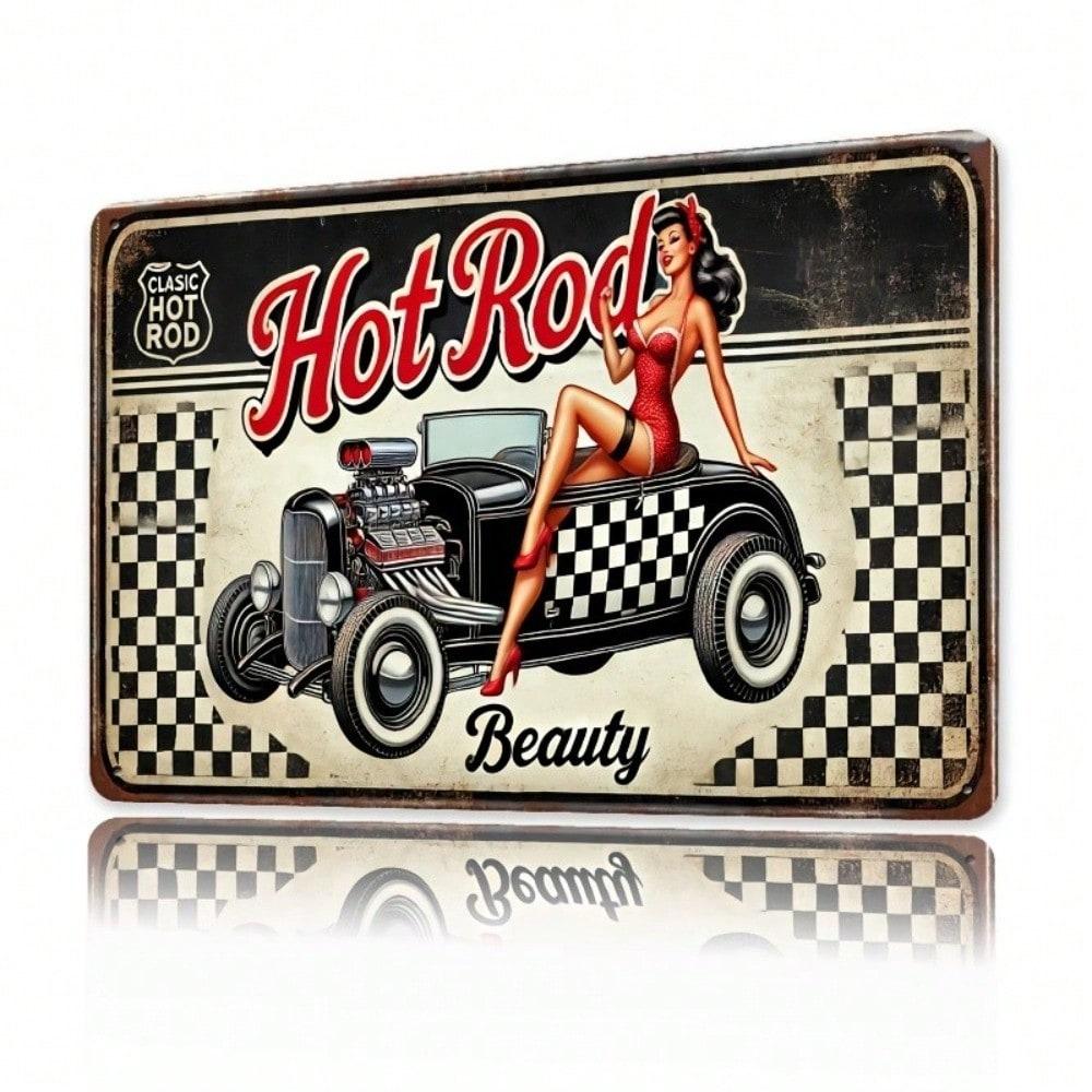 Retro Metal Sign Vintage Hot Rod Wall Art X Inch Rustic Americana Garage Man Cave Bar Home Decor Tin Poster