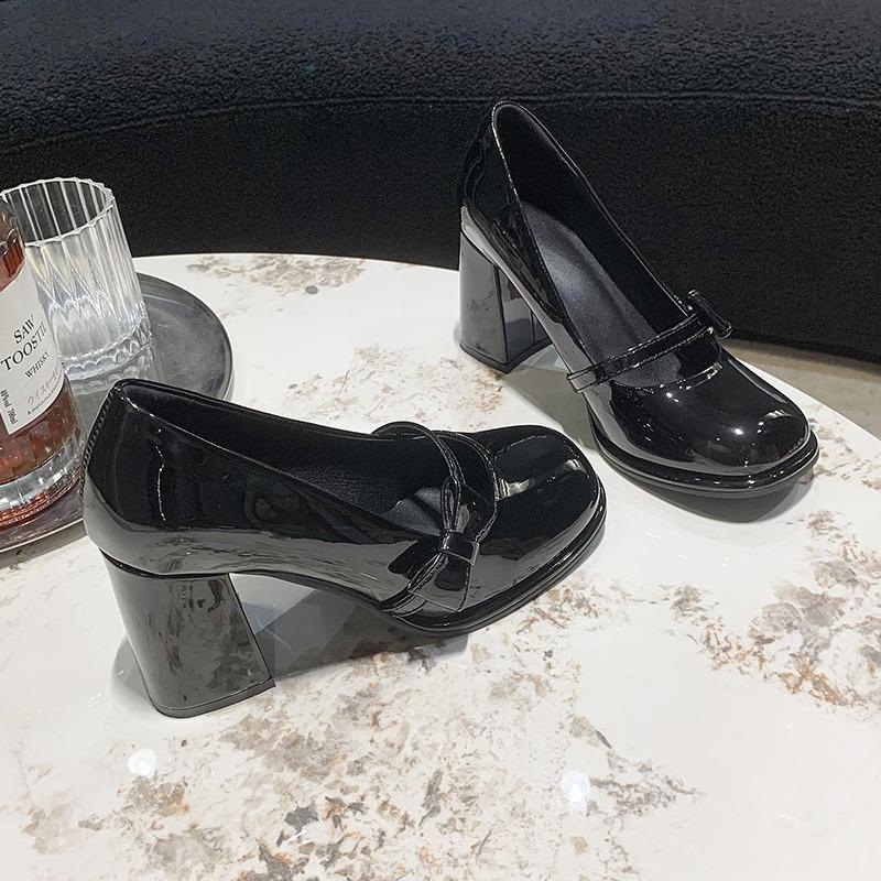 Fashion Bow Women Chunky High Heels Shoes Fashion Shallow New Trends Sandals 2025 Autumn Party Heeled Shoes Dress Zapatillas De Mujer