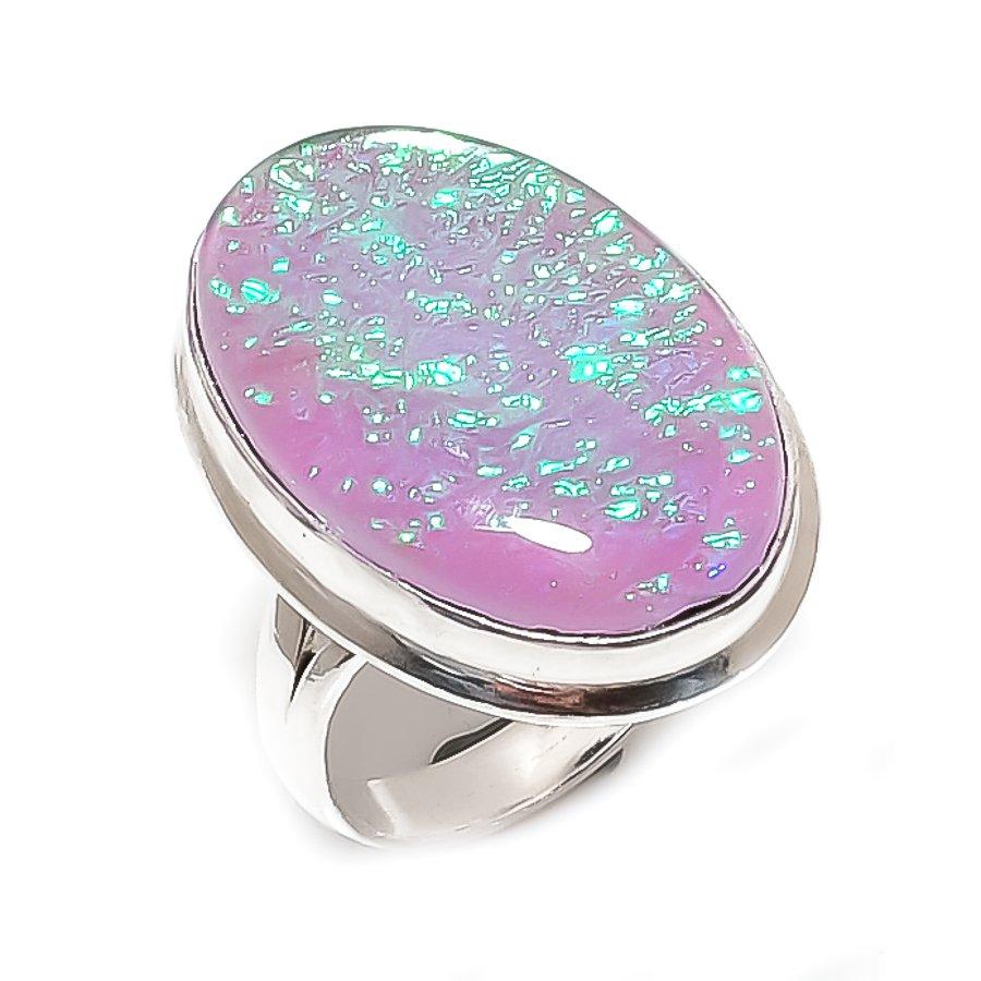 Natürlicher Rosa Triplett-Opal Edelstein 925 Sterlingsilber Schmuck Ring Größe 9 W0l67