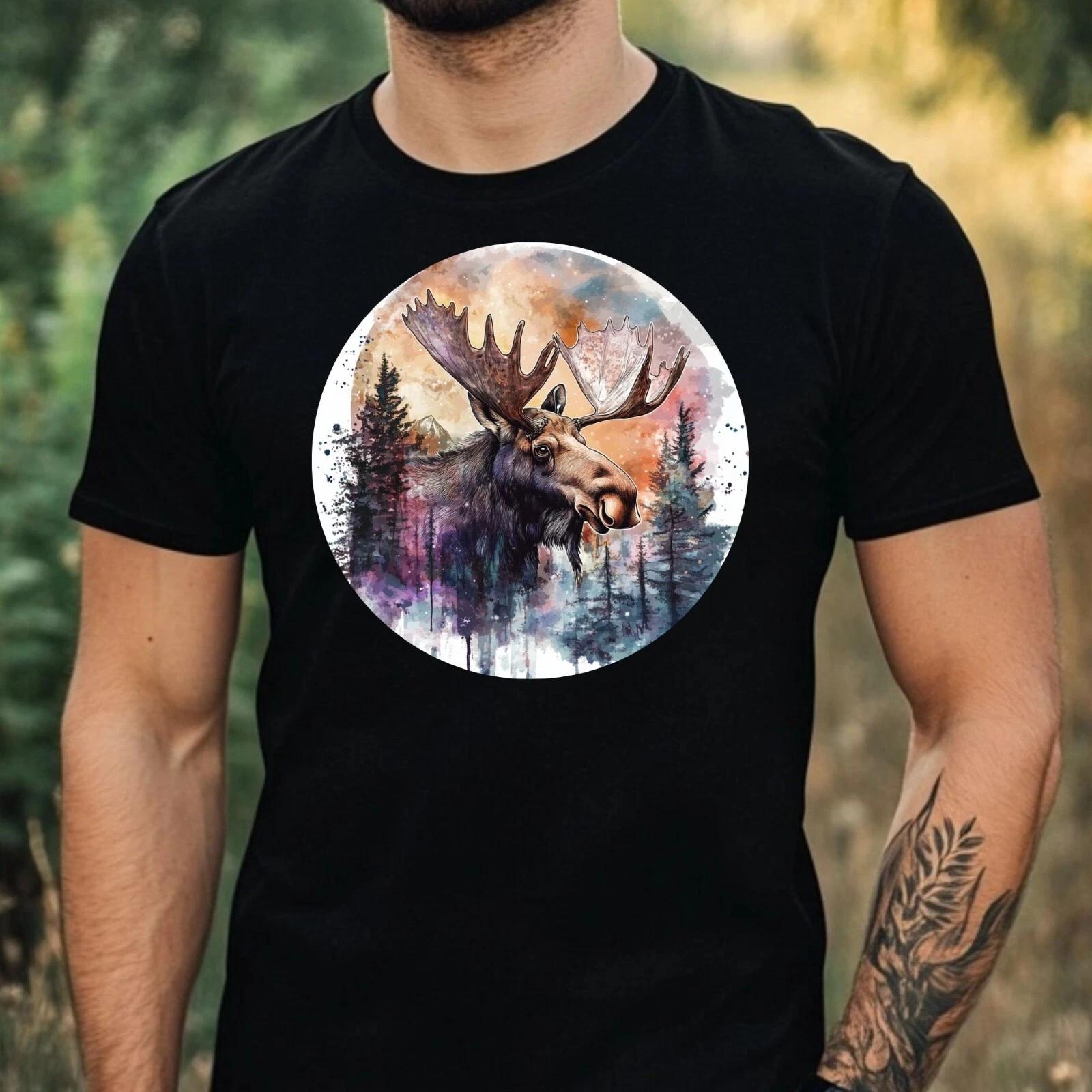 T-Shirt Herren Elch Motiv Baumwolle Größe XS bis 5XL XXXXL