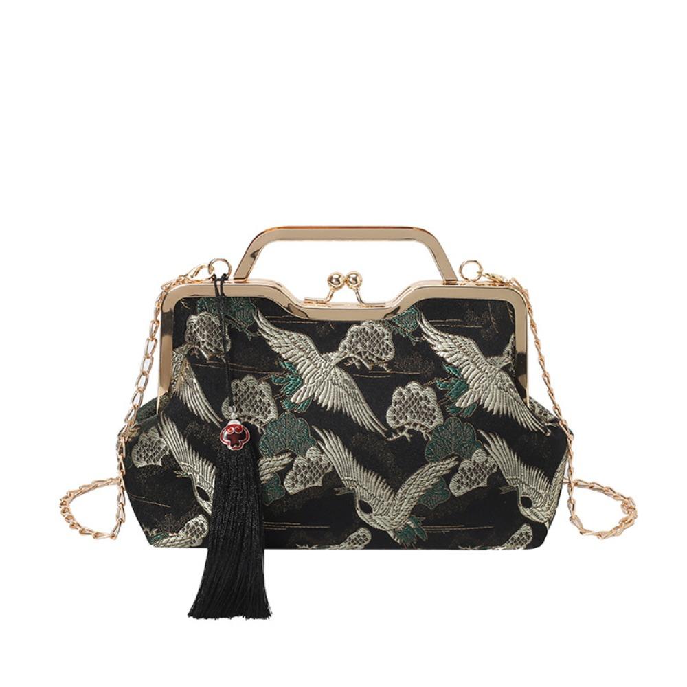 

Elegant Vintage Lady Handbag Luxury Embroidery Crossbody Bag Chinese Style Tassels Design Shoulder Bag for Women