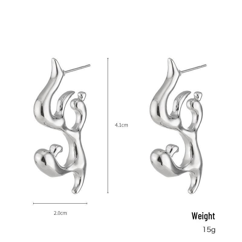 Kenjie INS. Irregular Gold Plated Metal Earrings for Women - European & American Fashion Studs