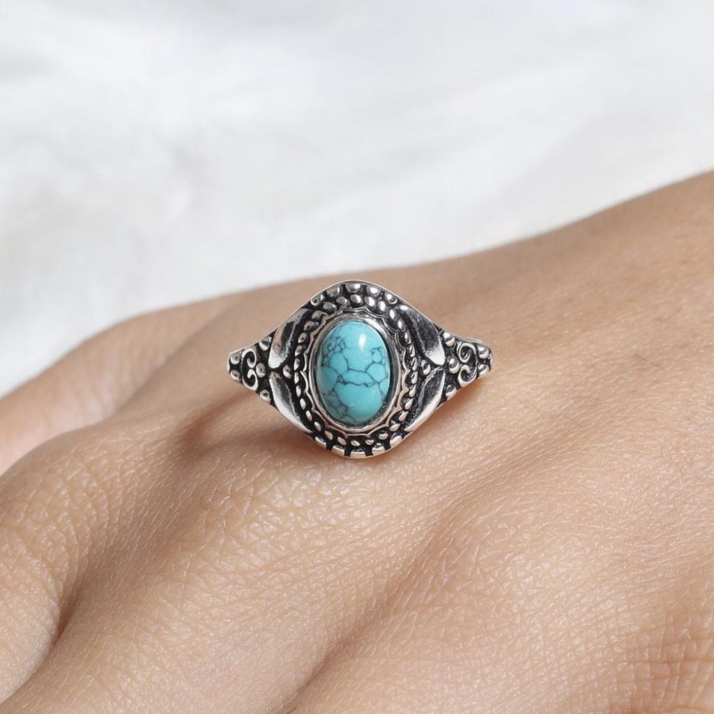 Türkisring, kreativer schmetterlingsförmiger Damenschmuck