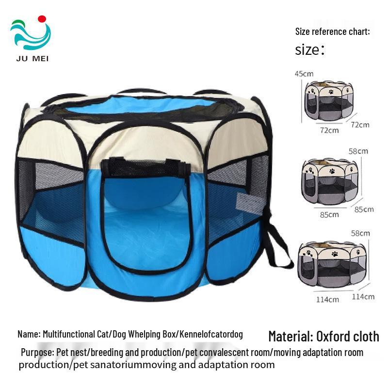 Tragbares achteckiges Haustierzelt: Faltbarer Katzen- und Hundekäfig aus Oxford-Stoff