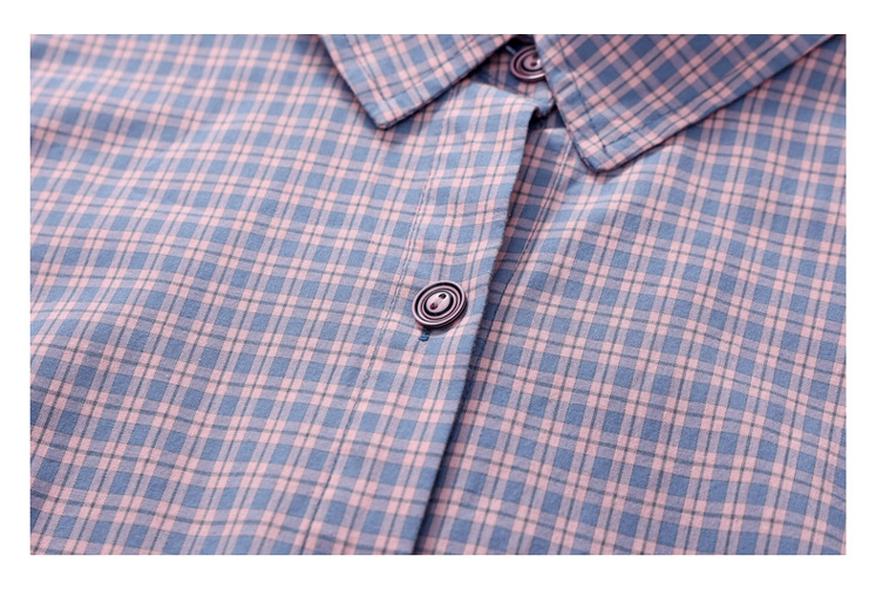 Pure Cotton Plaid Long Sleeve Shirt for Women - Maternity & Elderly Spring/Autumn Wear