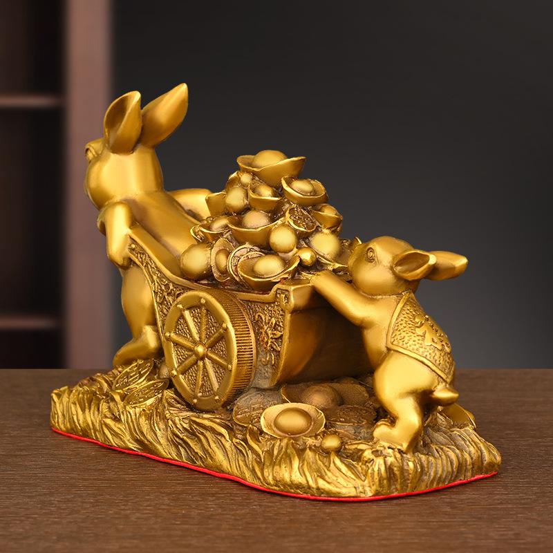 Süs Saf Bakır Bereket Zenginlik Burç Külçe Ev Ofis Şanslı Dekorasyon Tavşan Çekiyor