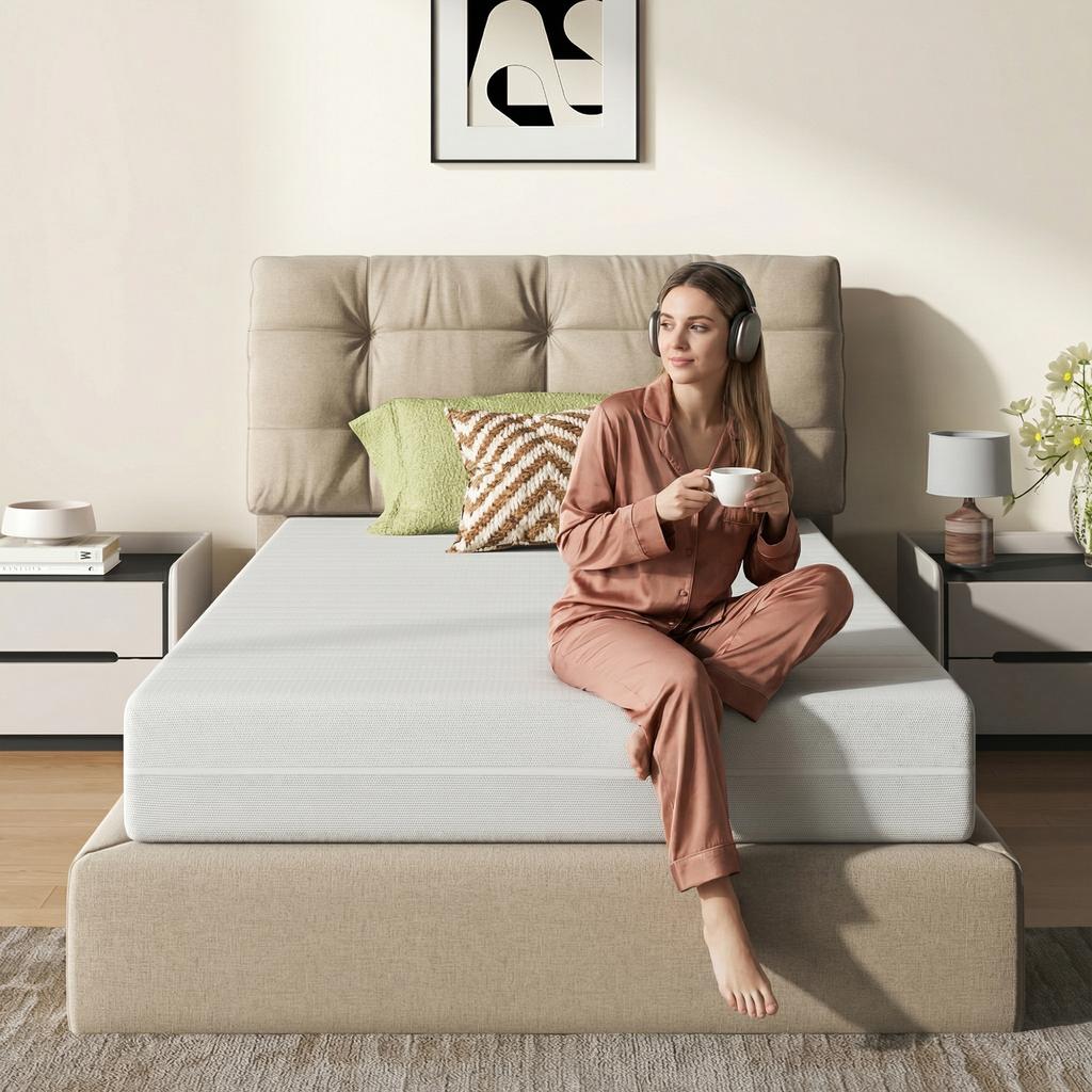 Mattress 90x200, Height 16cm, Ergonomic Cold Foam Mattress, Fabric with Soft Surface, Medium Firmness