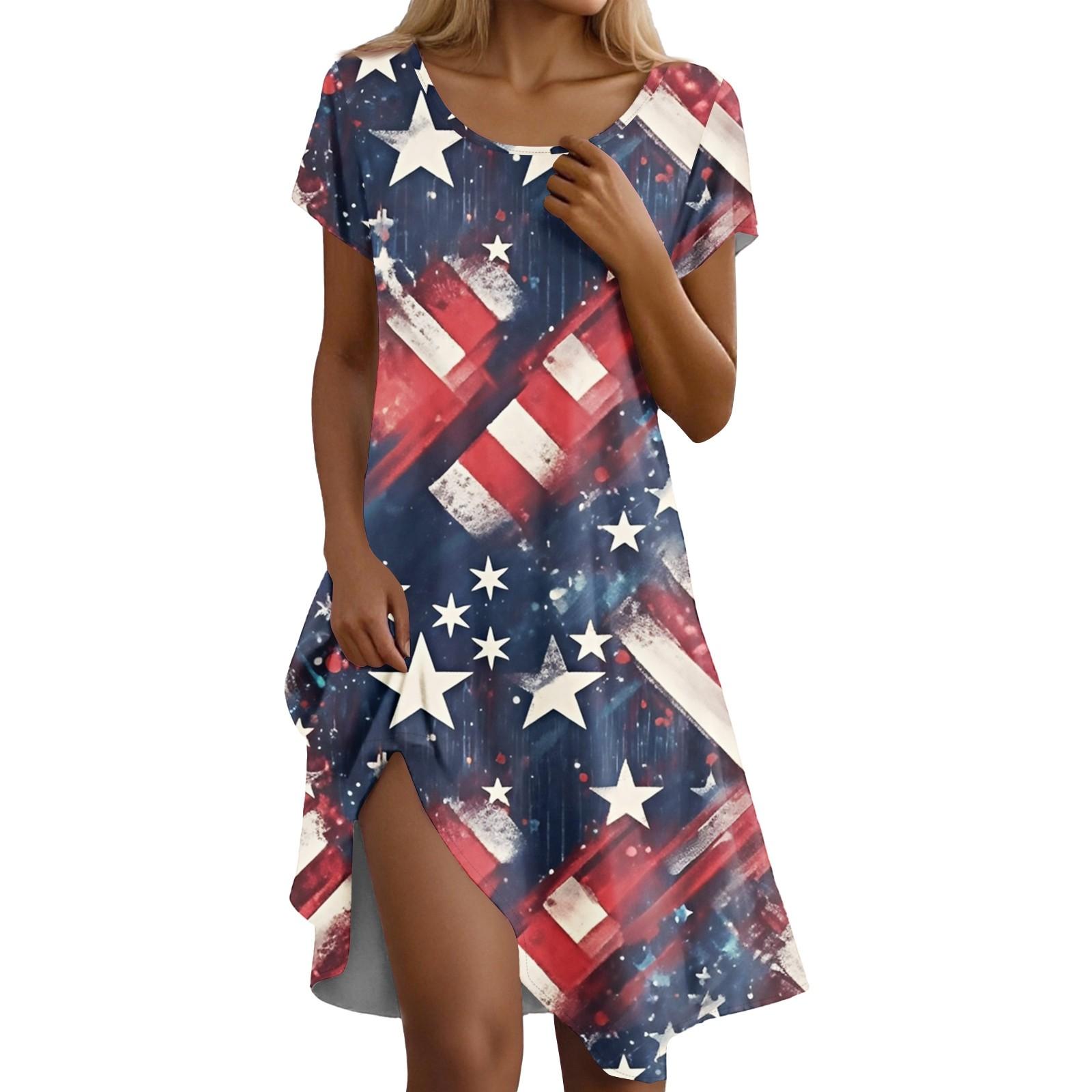 

Платье бохо с коротким рукавом для женщин, повседневное, свободного кроя, летний сарафан с принтом и карманами S