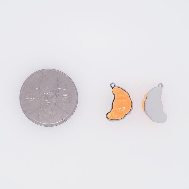 Surgical steel croissant bread pendant accessory