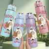 1PC Boo Mee Ghost Character 750ml Color Plastic Sports Water Bottle Leakproof Flip Straw Lid Suitable for Sports Office Home Use