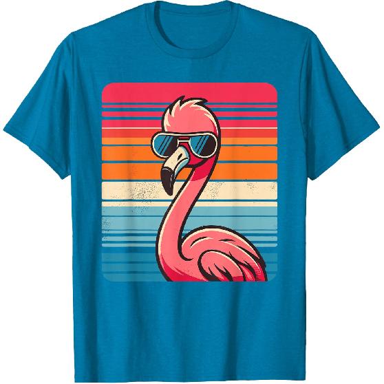 Cool Retro Flamingo in Sunglasses 70s 80s 90s Funny Flamingo T-Shirt