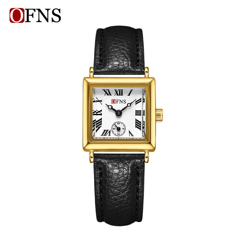 OFNS Women's Classic Luxury Retro Square Quartz Watch with Roman Numerals