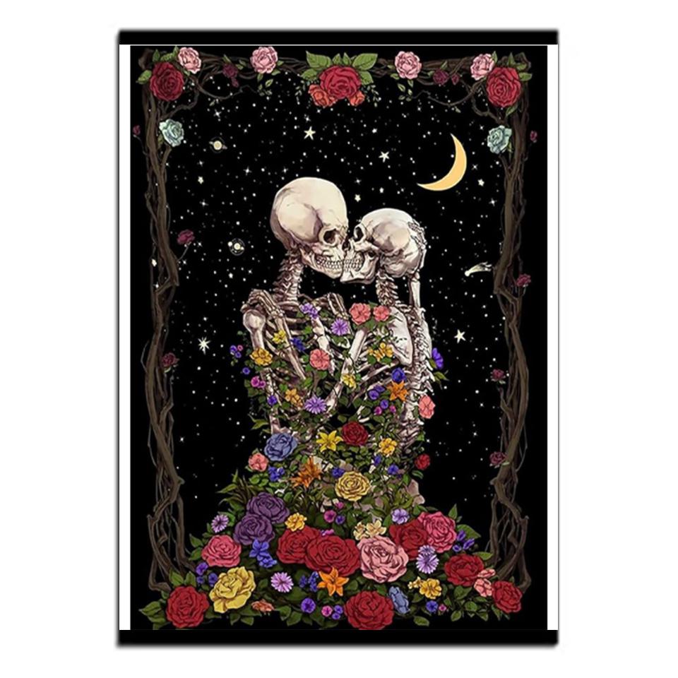 5D DIY Diamond Drawing Cartoon Woman Flower Skull Love Diamond Embroidery Cross Needle Kit Mosaic Home Decoration Gift