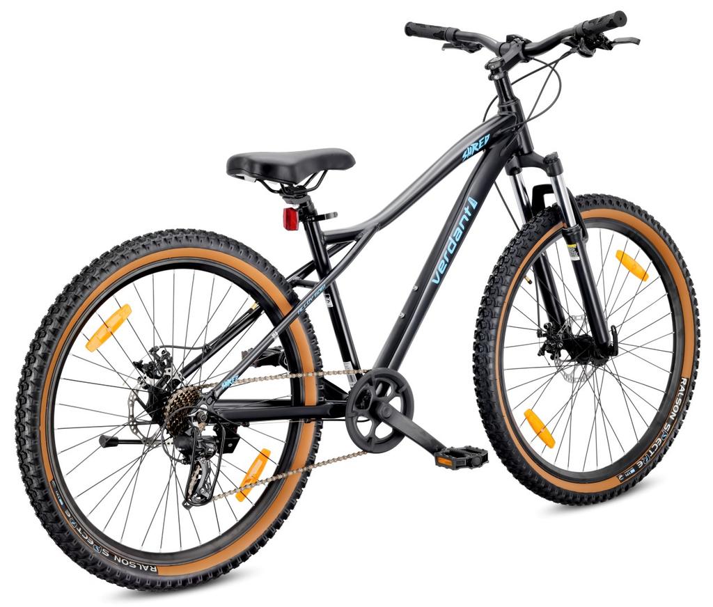 Rower Górski Mtb 27.5 Cala 7 Biegów Na Komunię Aluminium Lekki Amortyzator Hamulce Tarczowe Shimano Rama M 17 Cali Verdant Shred Czarny