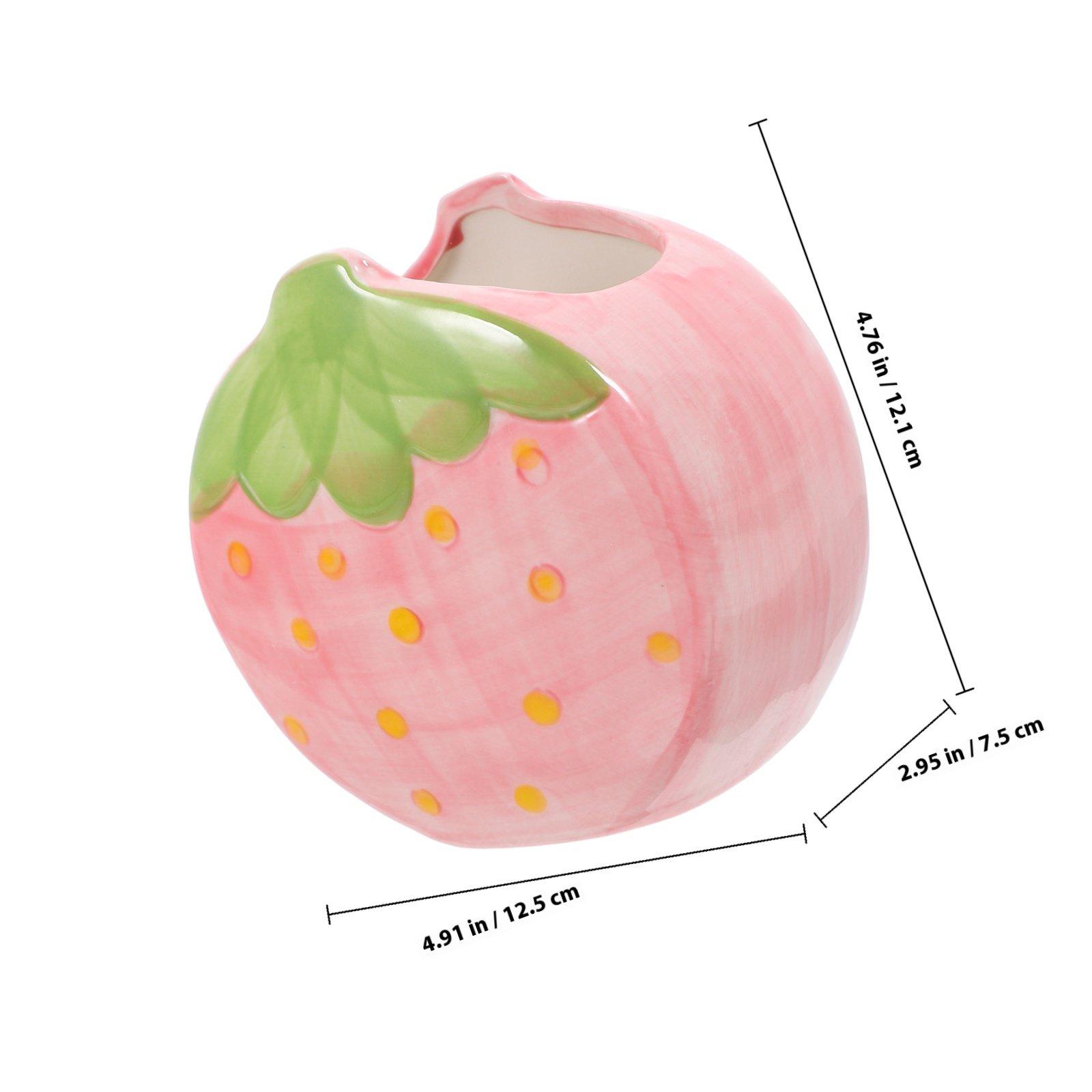 Strawberry Pen Holder Ceramic Smooth Surface Multipurpose Desk Pencil Organizer Makeup Brush Storage Desktop Tidy Holder розовый