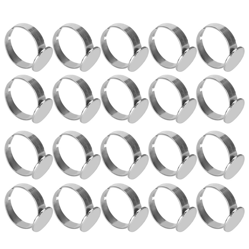 20Pcs Flat Ring Base Adjustable Stainless Steel SemiFinished DIY Jewelry Accessories 12mm