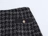 2025 Spring Women's European & American Style Tweed Set: Fashionable Short Top & Half Skirt