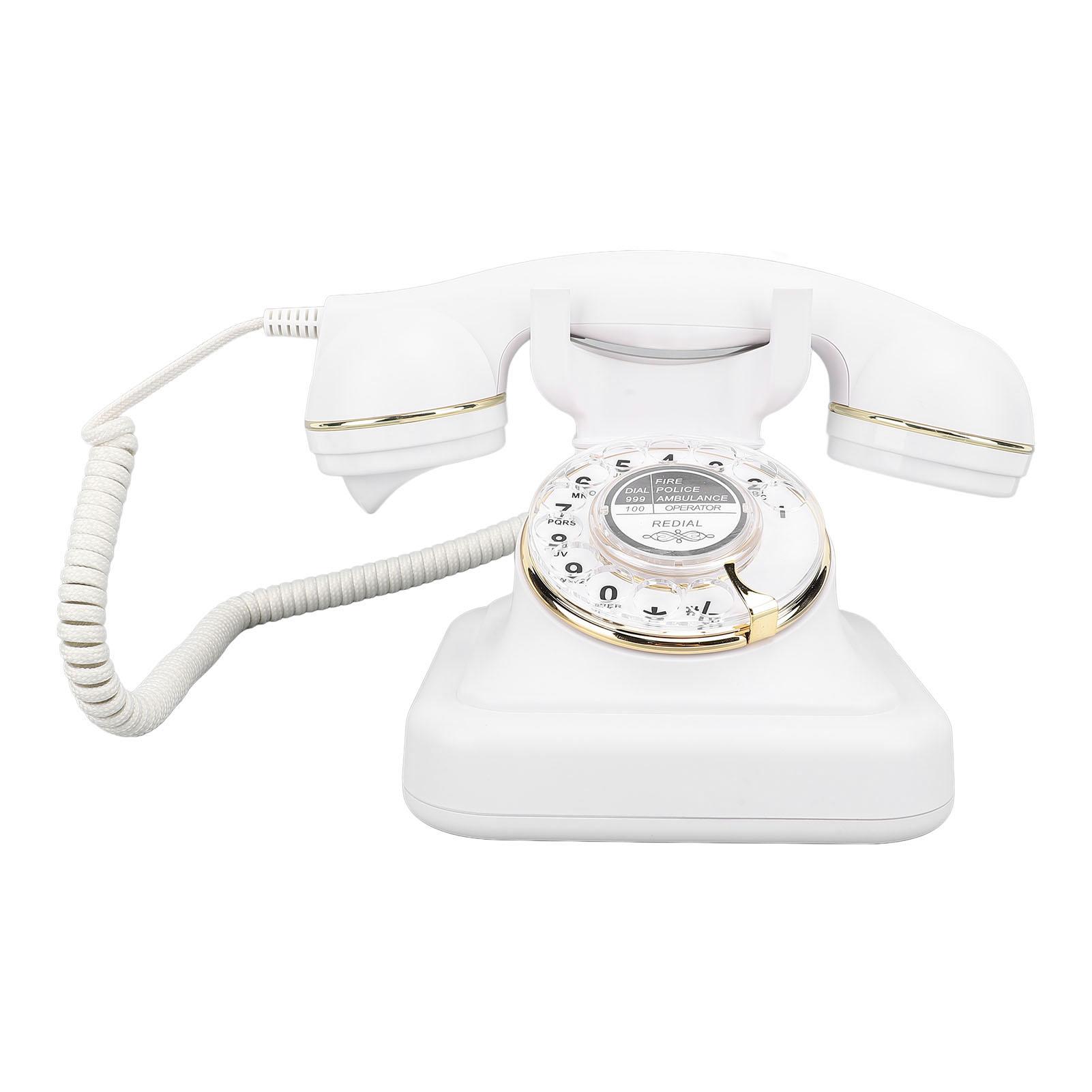 

Поворотный ретро телефон с регулируемой громкостью, винтажный проводной телефон, стационарный телефон для дома белый