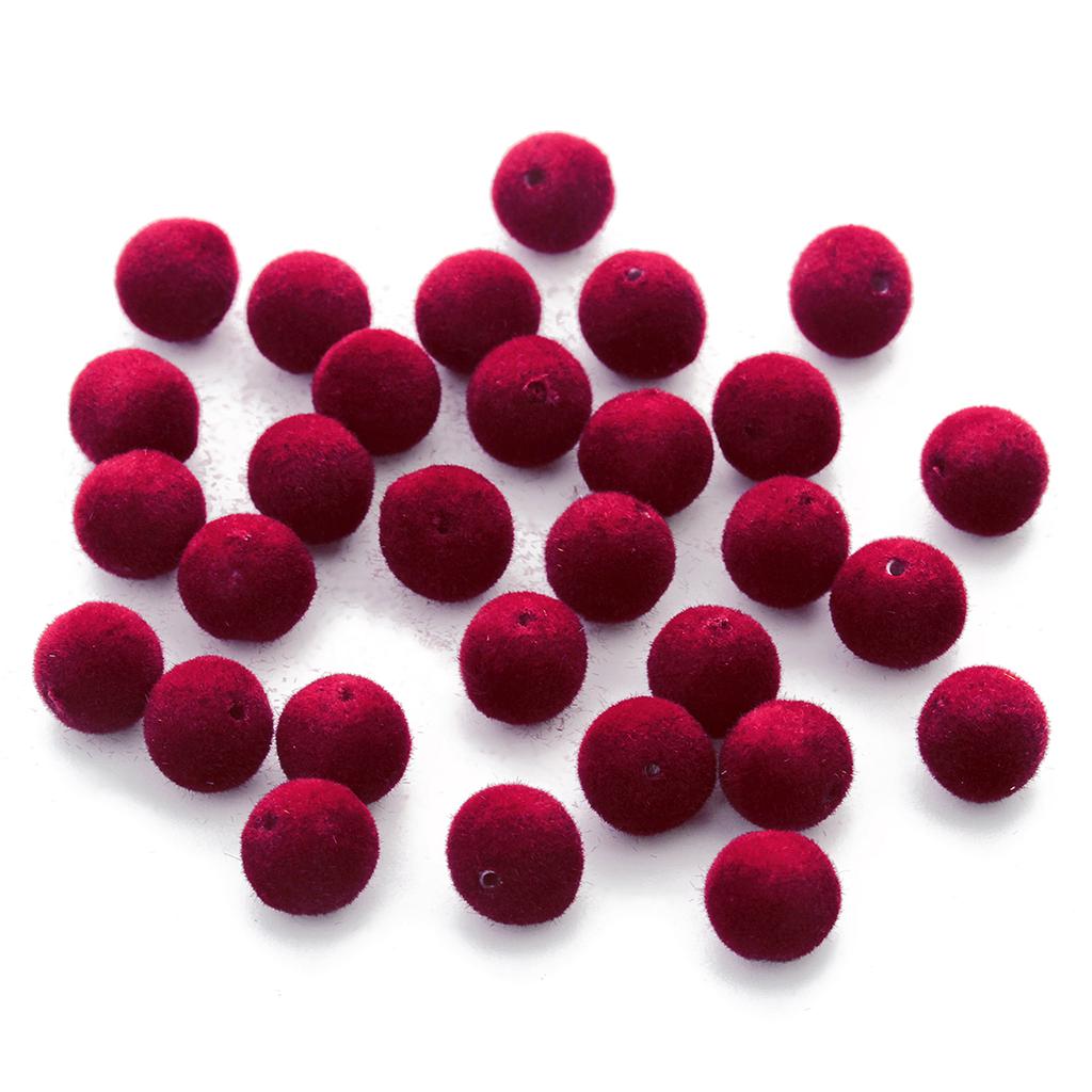 100Pcs 8mm Velvet Fabric Resin Loose Spacer Beads Hole 1mm Colorful Round Beads For DIY Bracelet Earring Jewelry Making Supplies