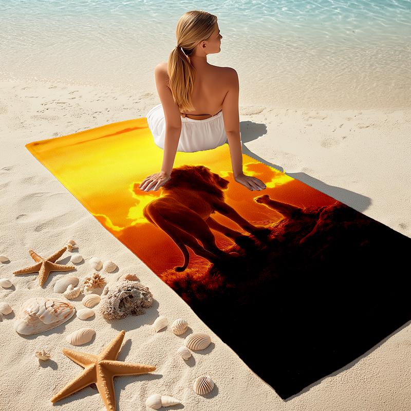 1Pc Lion Cub Explores Jungle Beach Towel Microfiber Beach Towel Thin Absorbent For Beach Swimming Yoga Bath Sports 0917269