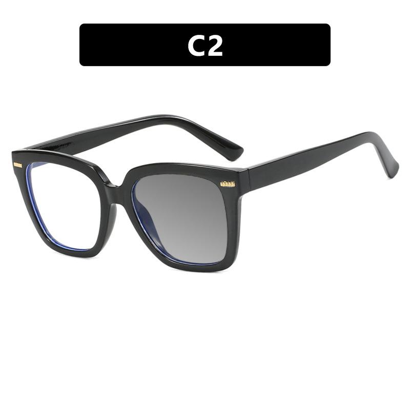 New Rainbow Candy Colored Square Oversized Photochromic Reading Glasses Women Anti Blue Ray Hyperopia Prescription Eyewear