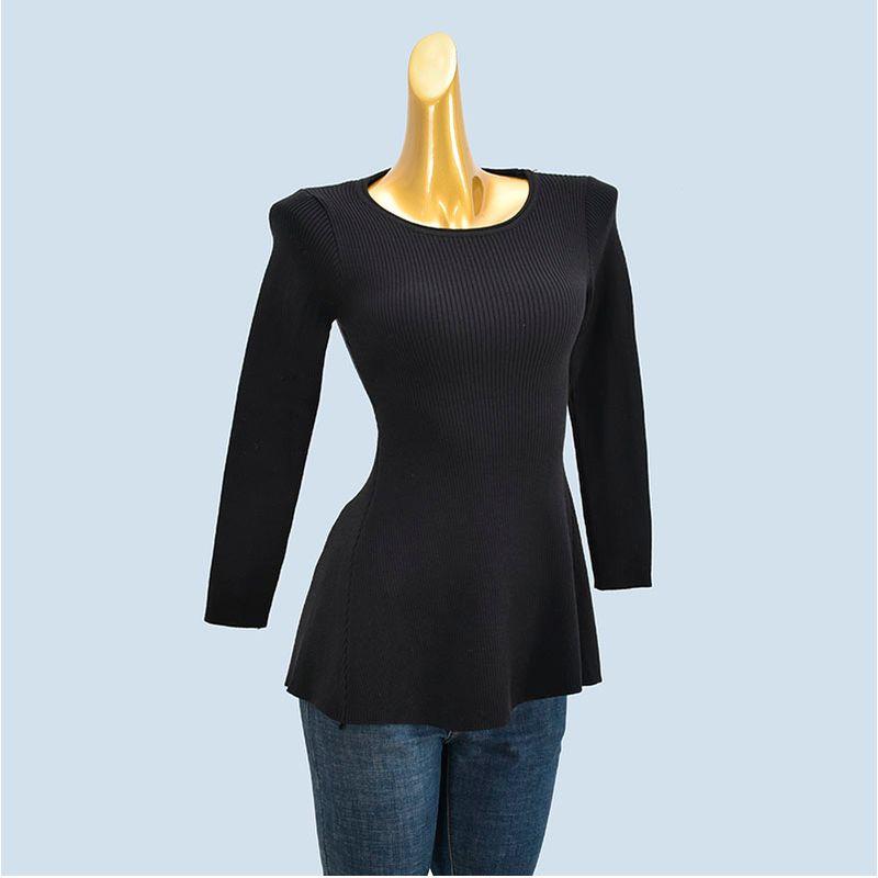 Length Long Length Knitting Long Sleeves Inner Wear Female Spring and Autumn Bottoming Shirt Pure Desire Wind Outwear Silm Cinched Slimming Pullover