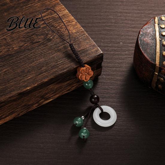 Braided Cell Phone Strap Flower Mobile Charm with Wooden