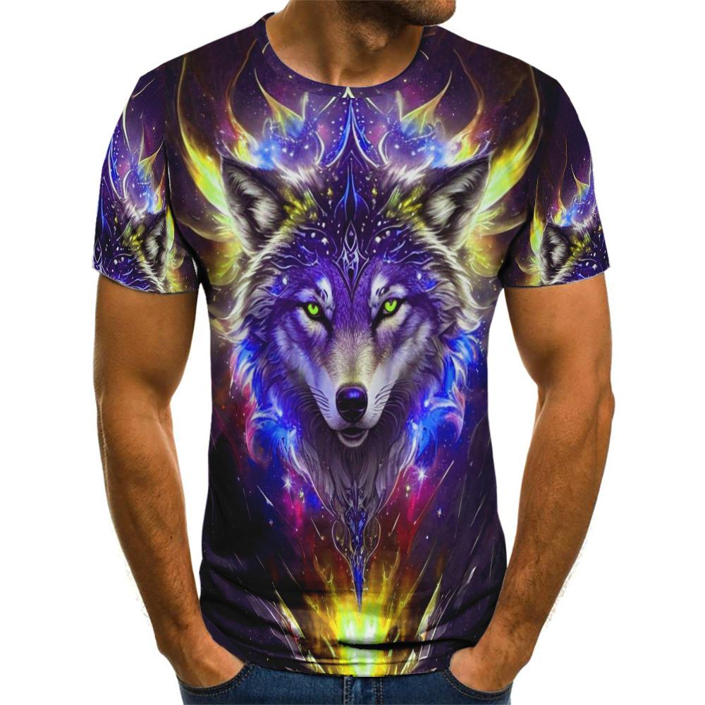 Summer Mens T-shirt 3d Print Digital Animal Wolf Graphic Tees Short Sleeves Comfortable Pullover Tops Men's Clothing T-shirt