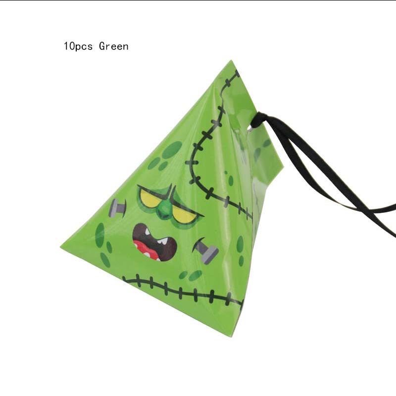 10Pcs Halloween Creative Triangle Candy Bag Halloween Multi Functional Storage Bag Cartoon Pattern Bag
