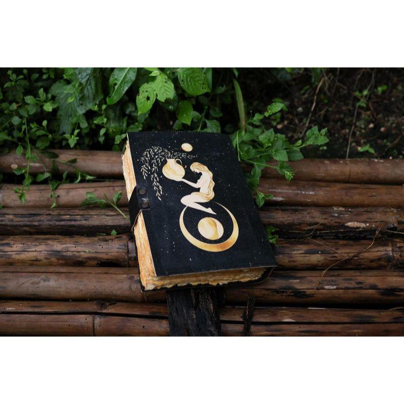 Sun Moon Leather Journal for Men Women 200 Pages of Antique Handmade Deckle Edge Vintage Paper Traveling Sketchbook