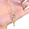 Vintage Royal Light-Luxury Pink Crystal-Inlaid Zircon Copper Electroplated Necklace Dreamy Flower High-End Drape-Style Pendant