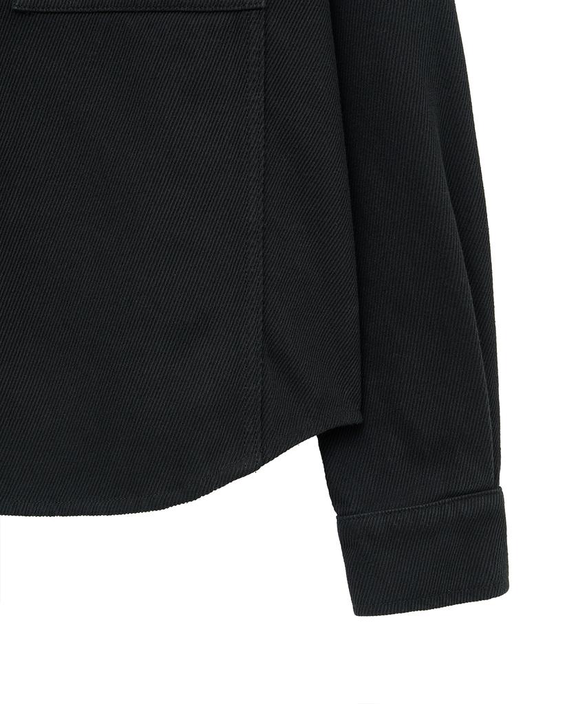 NOIRER Cotton Whipcord Washed Crop Shirt (Black)