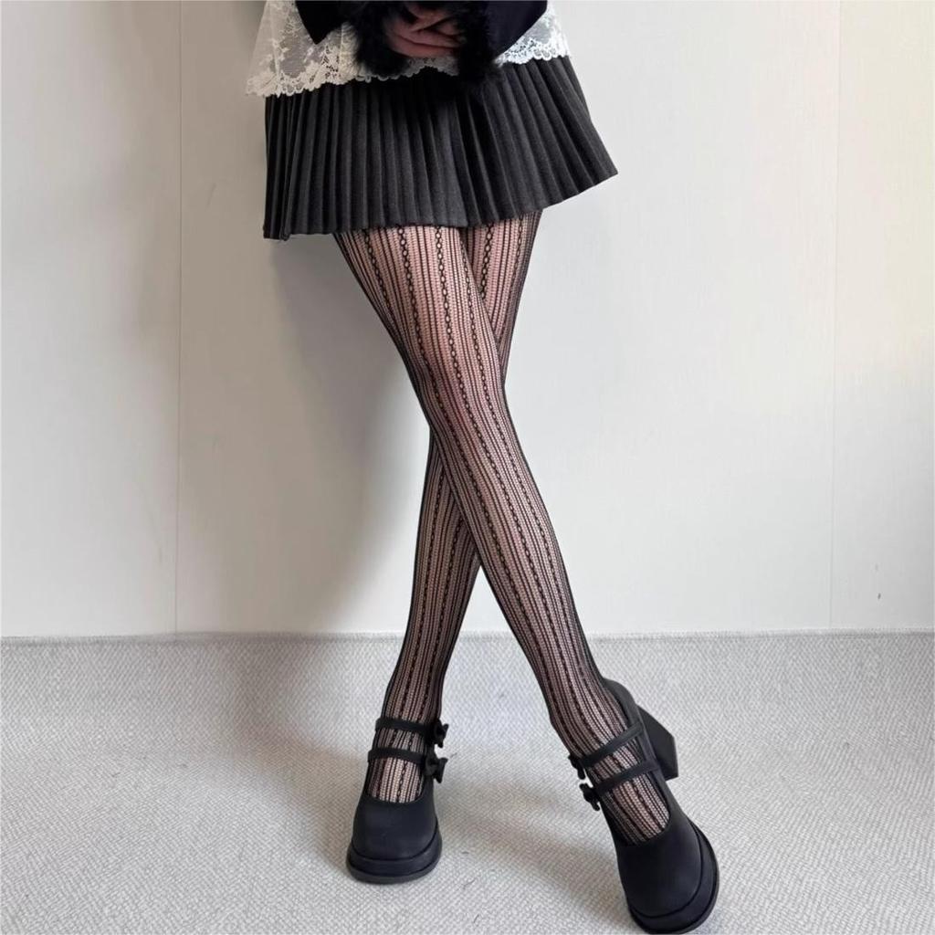 Kvinners Sexy Strømpebukser Med Utspart Nettingblonder Strømpebukser
