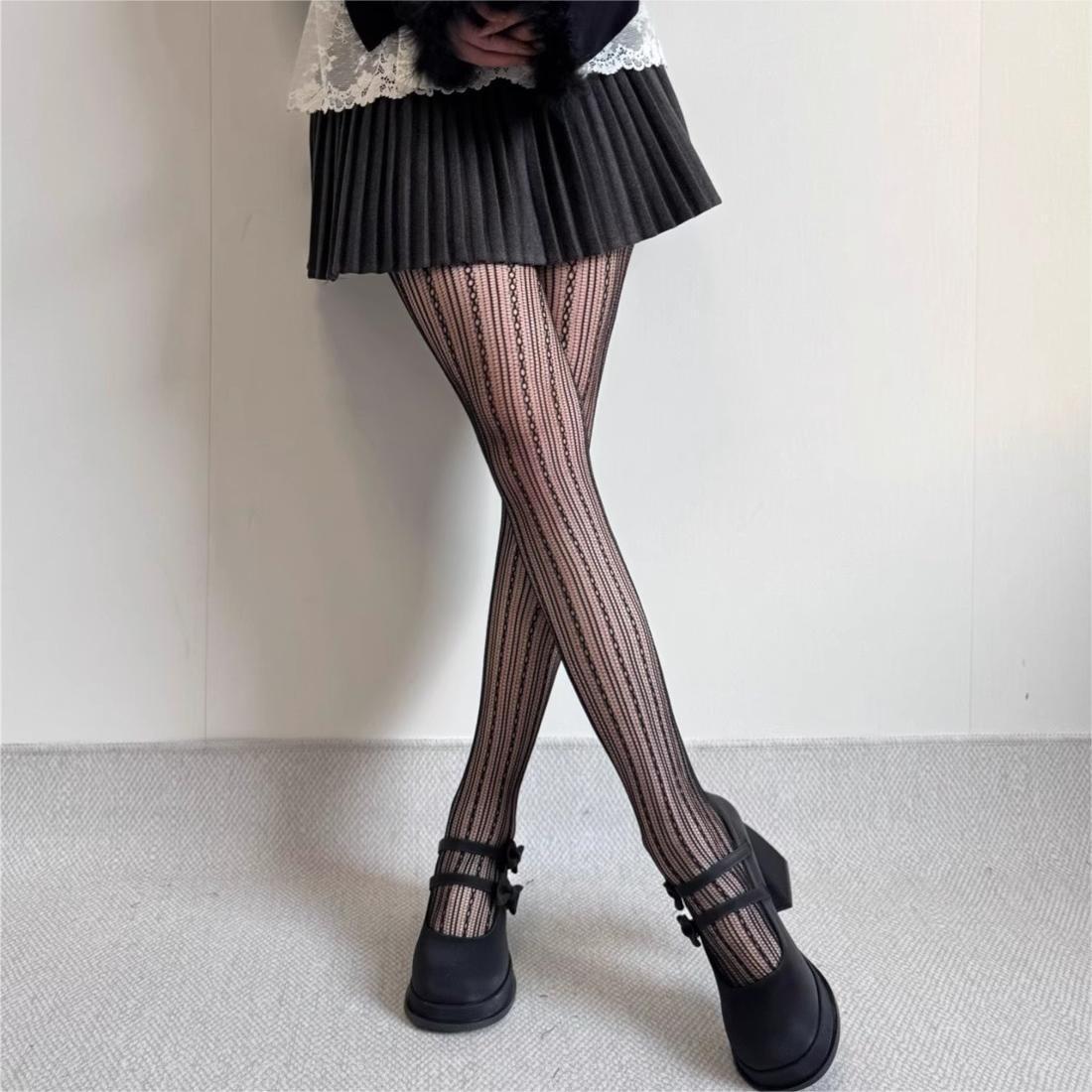 

Женские сексуальные колготки с ажурными сетчатыми вставками One Size чёрный