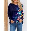 Autumn Women's T-shirt 3D Floral Butterfly Print Fashion Long Sleeve Round Neck Regular Tops Holiday Weekend Spring and Autumn Clothing