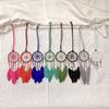 Bohemian Dream Catcher Wind Chime Pendant with Rice Beads - 5cm Wide, Southeast Asian Ethnic Style for Car Decoration.