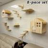 Solid Wood Wall-Mounted Cat Climbing Ladder Sturdy and Durable Cats Climbing Frame Scratching Cat Jumping Platform Pet Products
