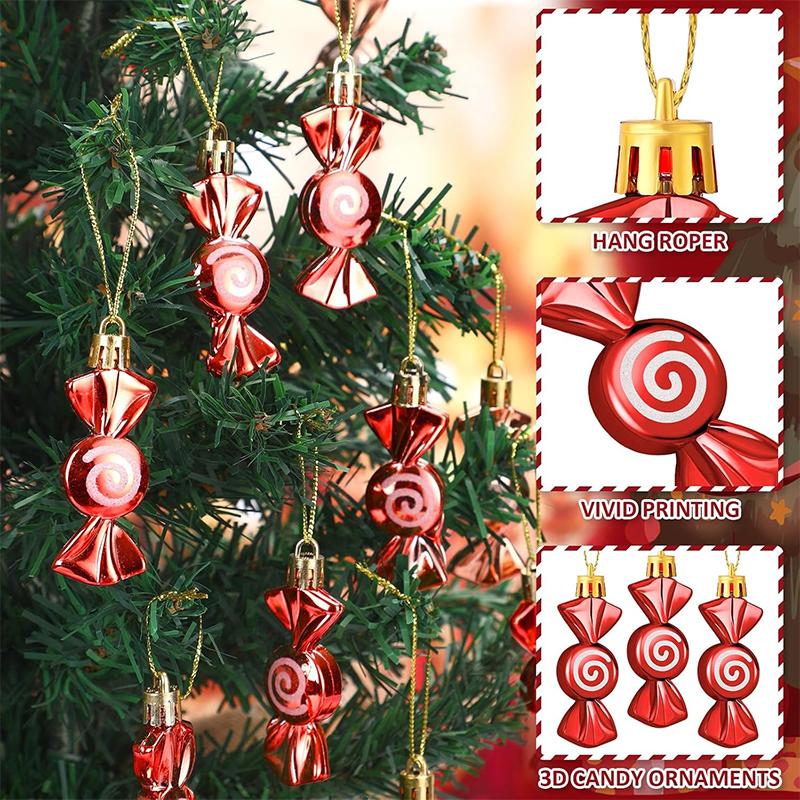 1box 11cm Christmas Candy Ornaments Christmas Glitter Hanging Candy Xmas Tree Hanging Home Decor 2026 New Year Gift Navidad