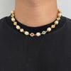 SHIXIN Hip Hop Colorful Rhinestone Sun Choker Necklace for Men New Trendy Adjustable Imitation Pearl Short Necklace Male Jewelry