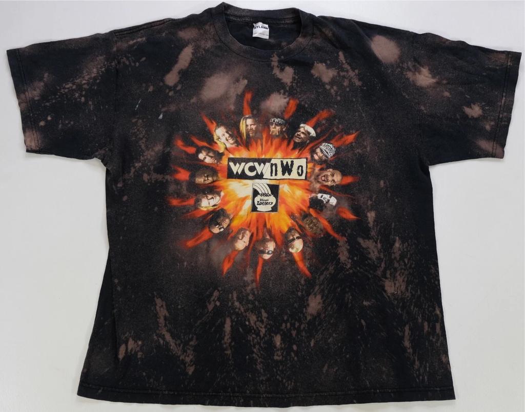 Rare Vintage HYLAND Illinois Lottery WCW NWO Wrestling Bleached T Shirt 90s