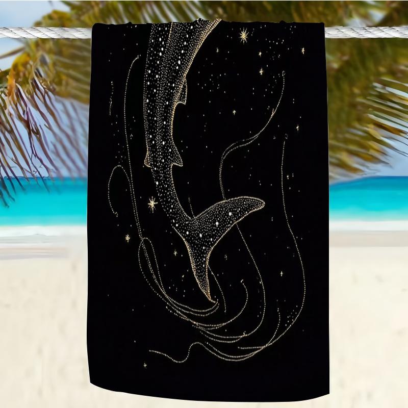 1Pc Whale Shark Beach Towel Constellation Print Ocean Space Design Quick Dry Soft Microfiber Bath Towel For Women Sea Loversgift