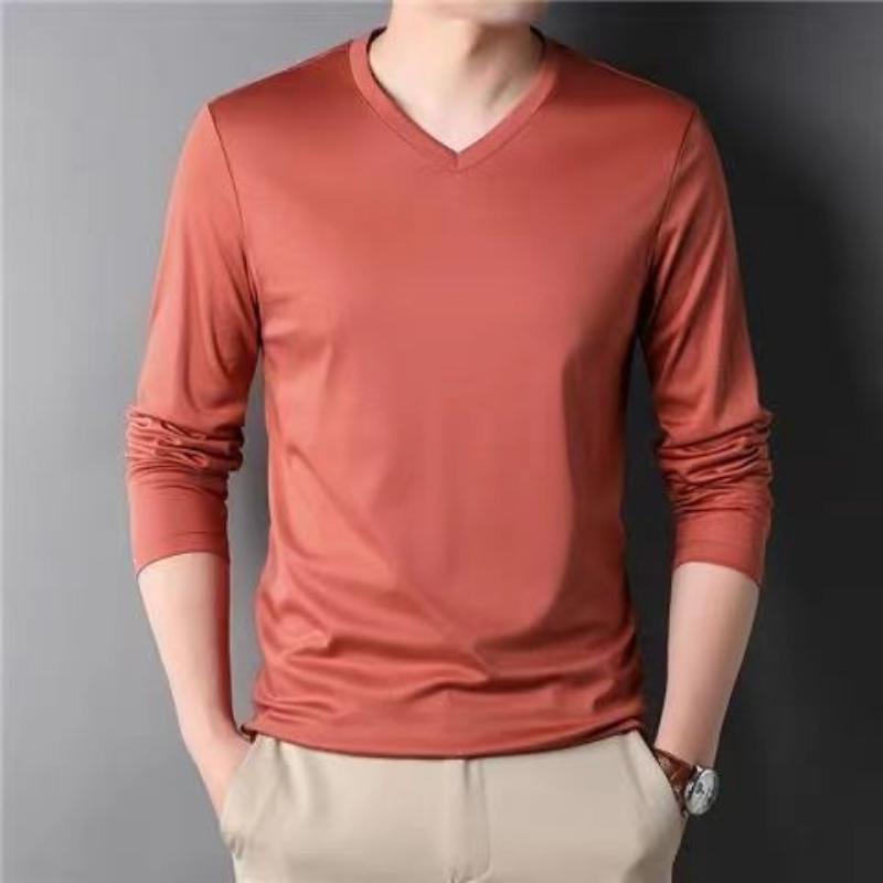 Spring Summer Period Long Sleeve Cultivate Ones Morality Men's T-shirt O-neck Solid Polyester T Shirt Men Red Blue Black