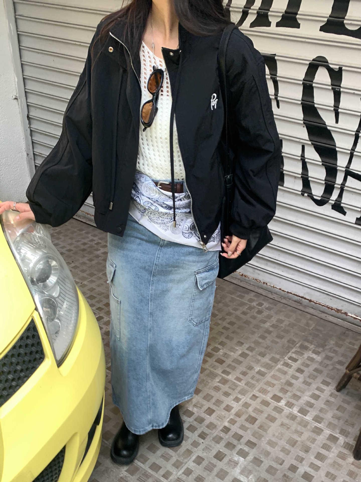 

Huang Zheng Women s Multi-Pocket Denim Midi Skirt - Spring 2025: High Waist, A-line, Slit Design Medium синий