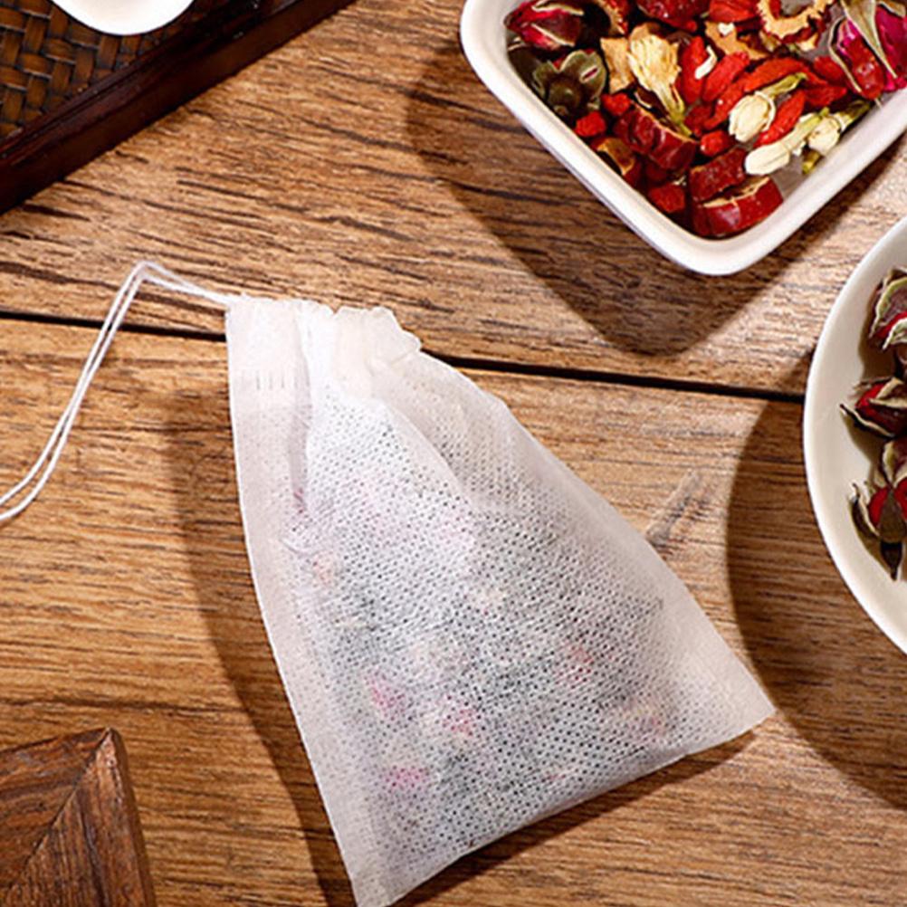 100Pcs Tea Filter Bags Disposable Drawstring Loose Leaf Tea Bag Strainer for Coffee Herbal Powder Infuser Sachet