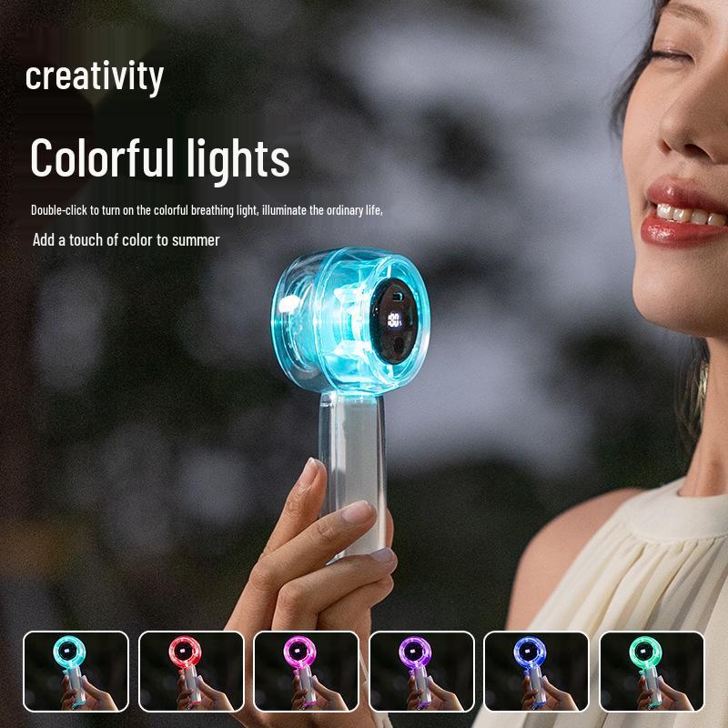 Mini Transparenter LED-Bildschirm Wiederaufladbarer Handlicher Elektrischer Ventilator - Tragbar, Hohe Geschwindigkeit, Für den Außenbereich