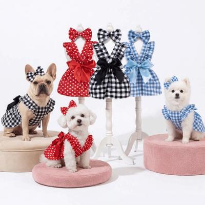 Flying Sleeve Pet Skirts Polka Dots Printing Pet Dress Cute Cat Dog Princess Dress Spring Summer