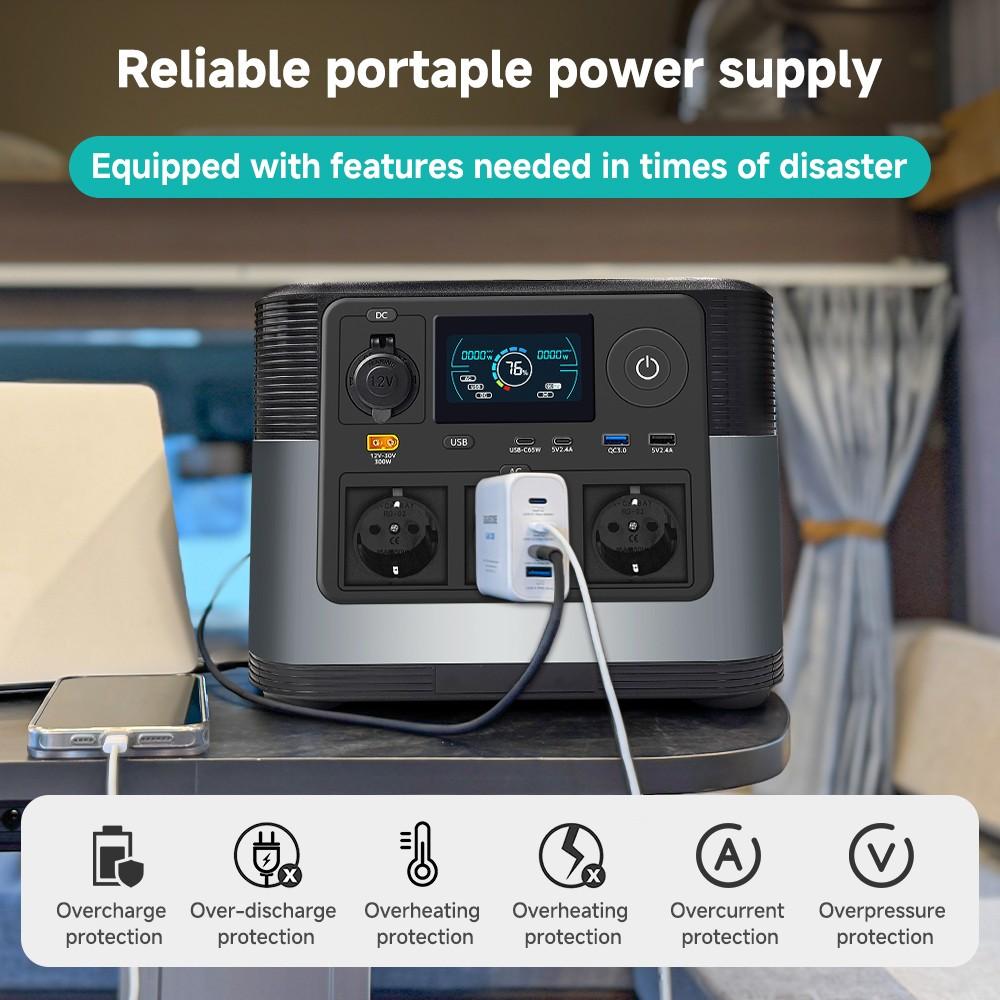 1200W Portable Power Station Solar Generator 1008Wh Lifepo4 Battery Home Backup Outdoor Camping Mobile Power EU Local Shipping