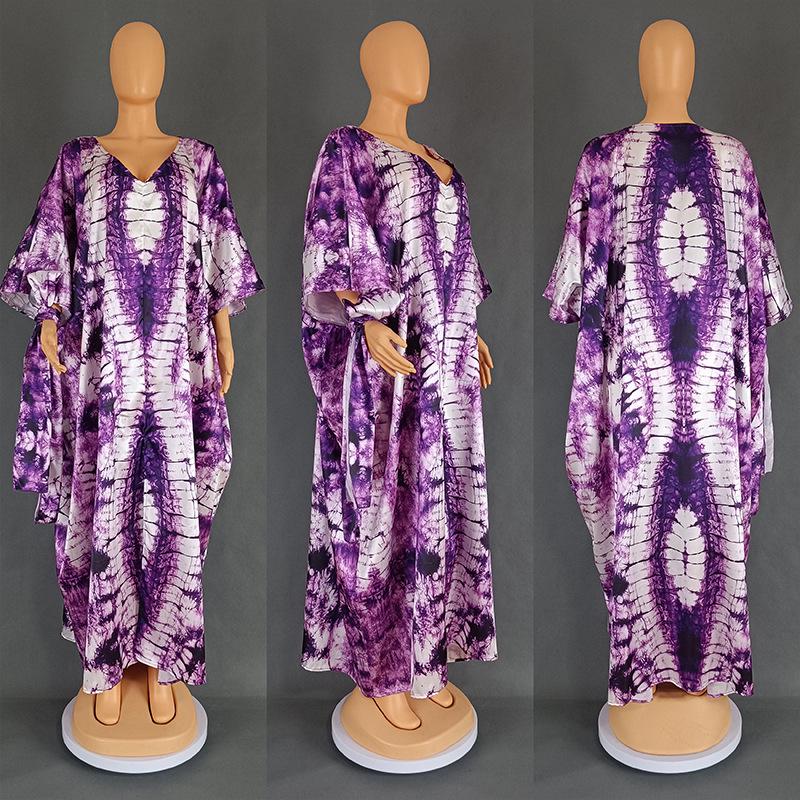 European & American Retro Ethnic Style Print Cloak Dress 8903 - Short Sleeve Women's Clothing